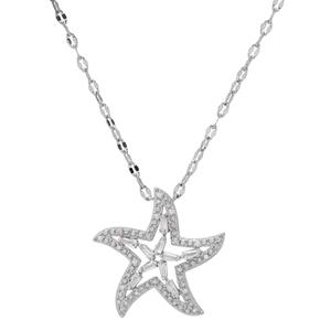 Gianni Argento 1/10ctw. Silver Plated Starfish Pendant Necklace