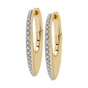 Gianni Argento Yellow Gold Diamond Accent Flat Oval Hoop Earrings