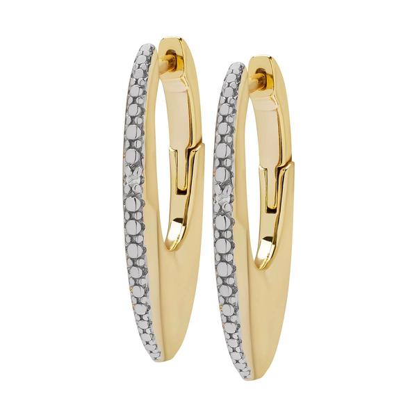 Gianni Argento Yellow Gold Diamond Accent Flat Oval Hoop Earrings