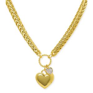 Gianni Argento 1/10ctw. Diamond Double Heart Necklace