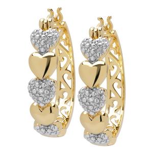 Gianni Argento Diamond Accent Heart Link Hoop Earrings