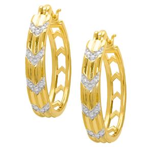 Gianni Argento Diamond Accent V Design Hoop Earrings