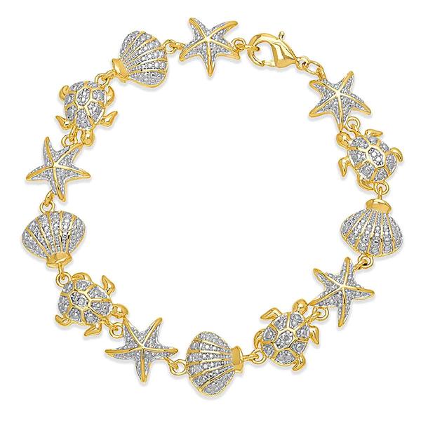 Gianni Argento Gold Plated 1/10ctw. Diamond Sea Life Bracelet