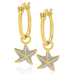 Gianni Argento Diamond Accent Starfish Drop Hoop Earrings