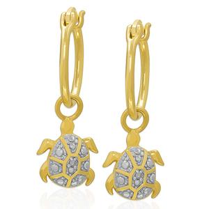 Gianni Argento Diamond Accent Turtle Drop Hoop Earrings