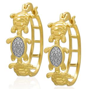 Gianni Argento Diamond-Accent Turtle Link Hoop Earrings
