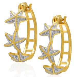 Gianni Argento Diamond-Accent Starfish Link Hoop Earrings