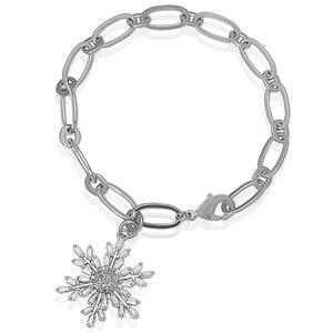Gianni Argento 1/10ctw. Diamond Snowflake Charm Bracelet