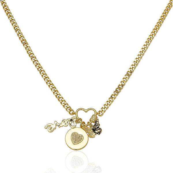 Gianni Argento 1/10ctw. Diamond Open Heart Charm Necklace
