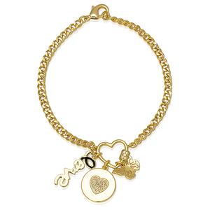 Gianni Argento 14kt. Gold Plate Open Heart Charm Bracelet