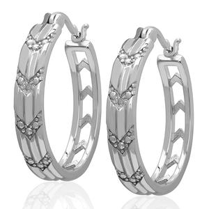 Gianni Argento Sterling Silver Diamond Accent 'V' Hoop Earrings