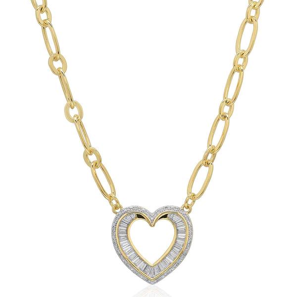 Gianni  Argento Gold-Plated Diamond Baguette Heart Pendant