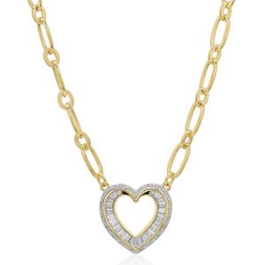 Gianni Argento Gold-Plated Diamond Baguette Heart Pendant