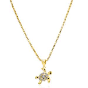 Gianni Argento Gold over Sterling Diamond Accent Turtle Pendant