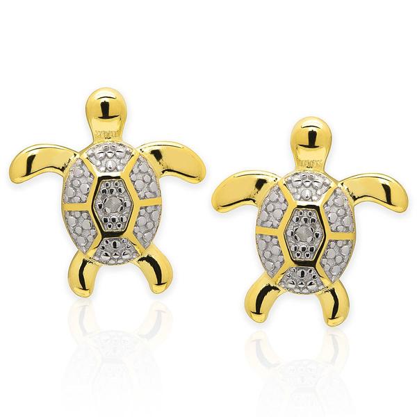 Gianni Argento Gold & Diamond Accent Turtle Stud Earrings