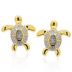 Gianni Argento Gold & Diamond Accent Turtle Stud Earrings