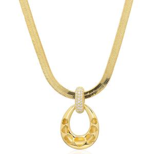 Gianni Argento 1/10ctw. Oval Teadrop Herringbone Necklace