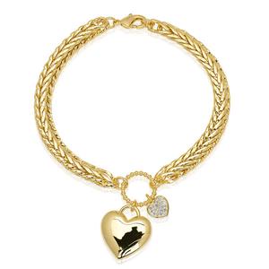 Gianni Argento Gold-Plated Diamond Puff Heart Bracelet