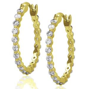 Gianni Argento Gold Lab-Grown White Sapphire Hoop Earrings