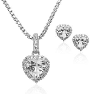 Gianni Argento Lab-Grown Sapphire Heart Pendant & Earring Set