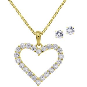 Gianni Argento Lab Grown White Sapphire Heart Pendant/Earring Set