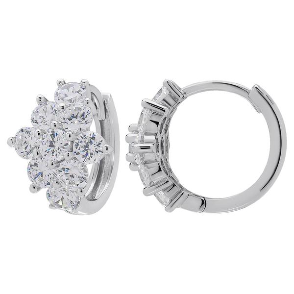 Gianni Argento Cluster Lab-Grown White Sapphire Hoop Earrings
