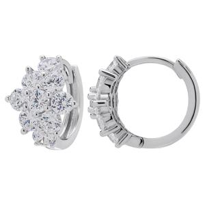 Gianni Argento Cluster Lab-Grown White Sapphire Hoop Earrings