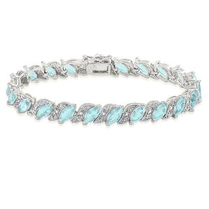 Platinum Plated Diamond Accent S Marquise Bracelet