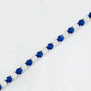 Silver Plated Sapphire & CZ Tennis Bracelet