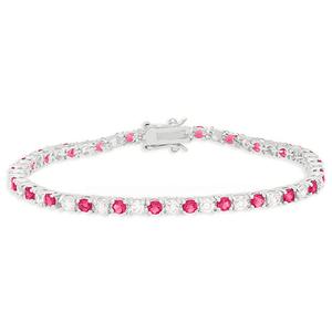Platinum Plated Ruby & CZ Bracelet