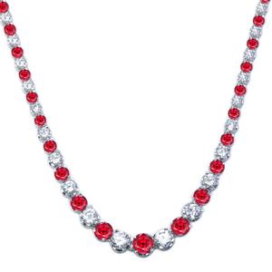 Silver Plated Ruby & CZ Necklace