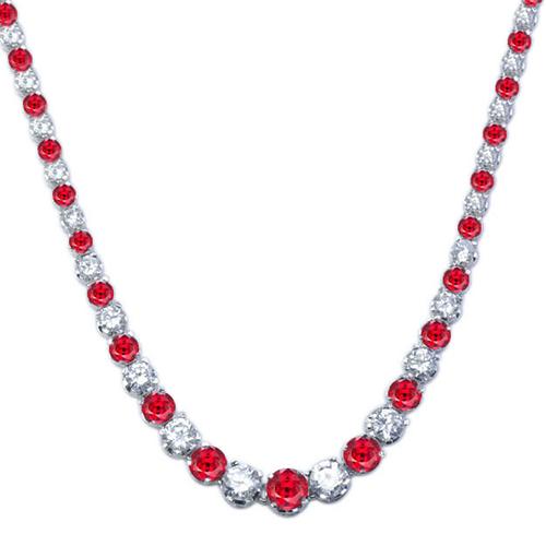 Silver Plated Ruby & CZ Necklace
