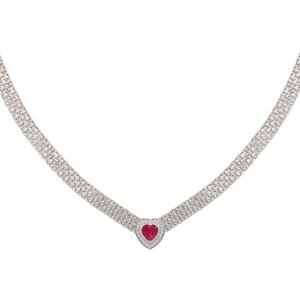 Gianni Argento Lab Ruby Bismark Necklace