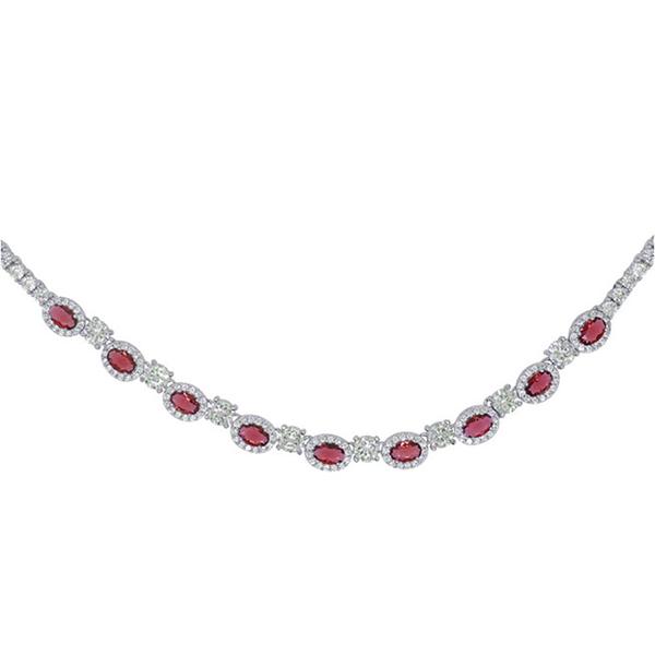 Gianni Argento Ruby CZ Oval Necklace