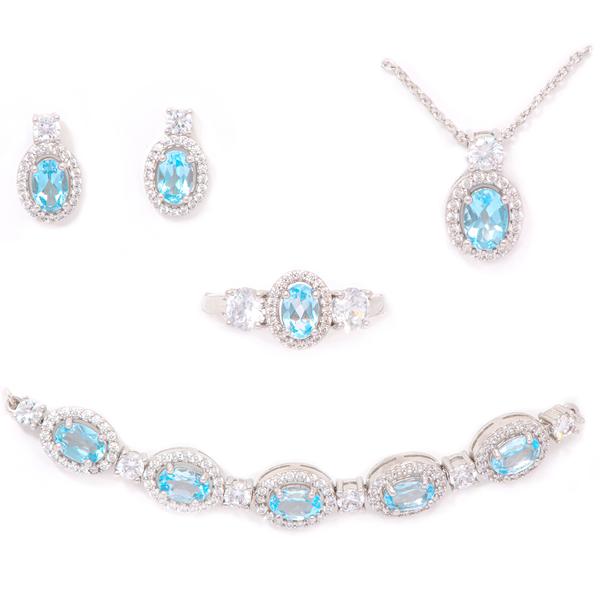 Gianni Argento Sterling 4pcs. Silver/Blue Topaz Necklace Set