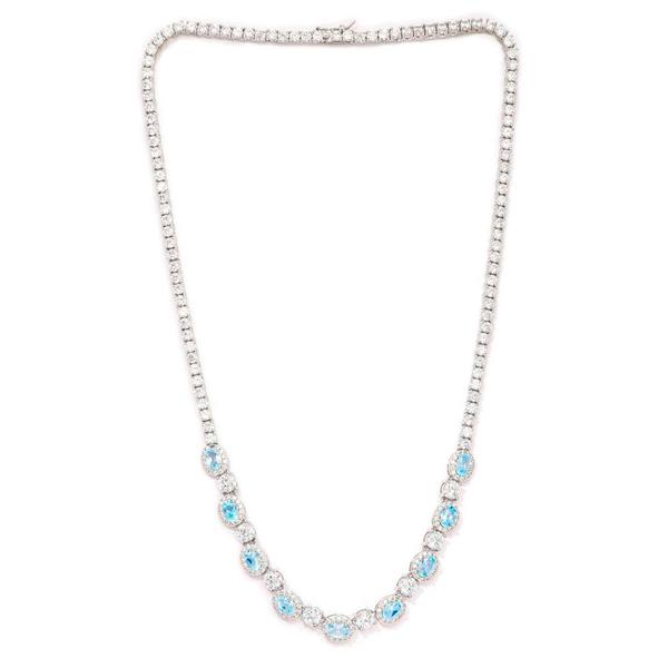 Gianni Argento Fine Silver Plated Blue Topaz Necklace