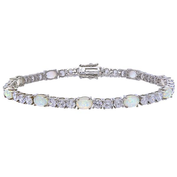 Gianni Argento Opal and CZ Link Bracelet