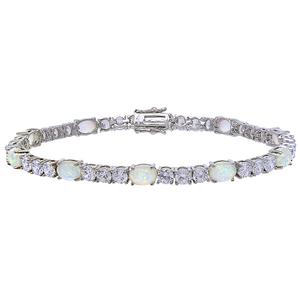 Gianni Argento Opal and CZ Link Bracelet