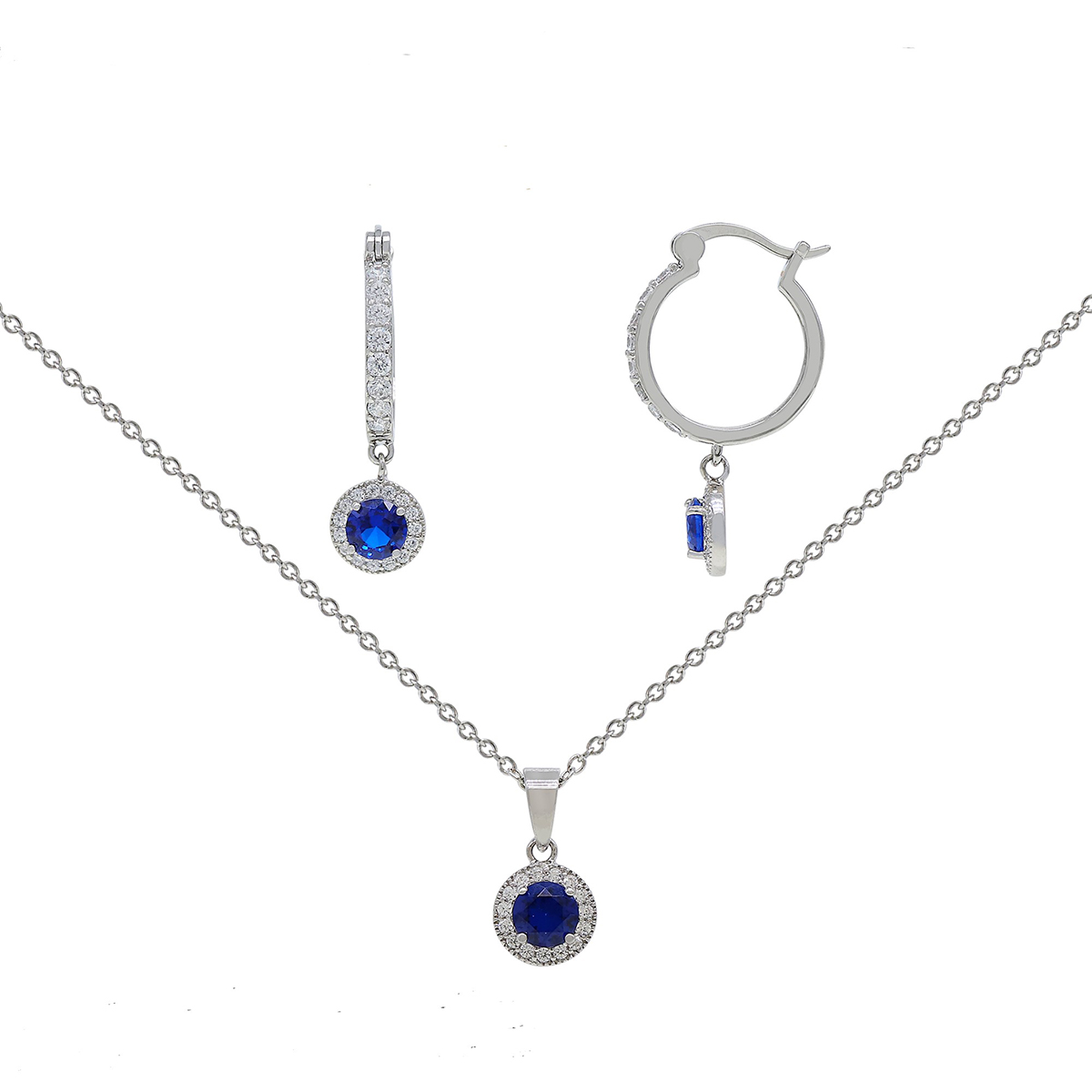 Gianni  Argento 2pc. Lab Sapphire Necklace And Earrings Set