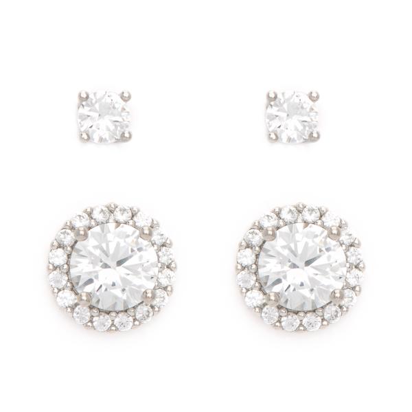 Gianni Argento 2pr. Lab Created White Sapphire Stud Earrings Set