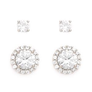 Gianni Argento 2pr. Lab Created White Sapphire Stud Earrings Set