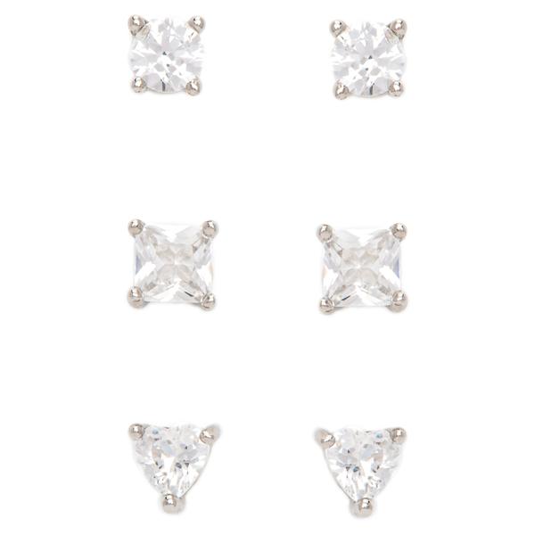 Gianni Argento 3pr. White Sapphire Heart Earrings Set
