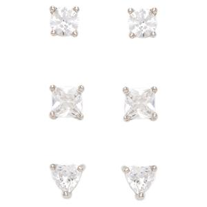 Gianni Argento 3pr. White Sapphire Heart Earrings Set