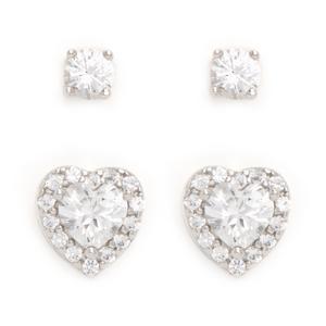 Gianni Argento 2pr. Sterling Silver Lab White Sapphire Earrings