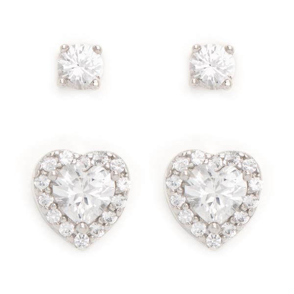 Gianni Argento 2pr. Sterling Silver Lab White Sapphire Earrings