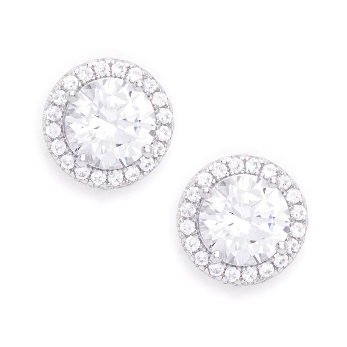 Gianni Argento Lab Grown White Sapphire Round Halo Stud Earrings