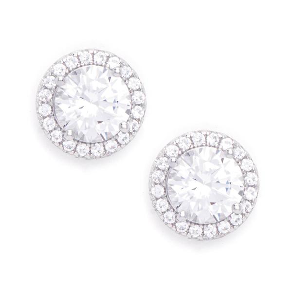 Gianni Argento Lab Grown White Sapphire Round Halo Stud Earrings