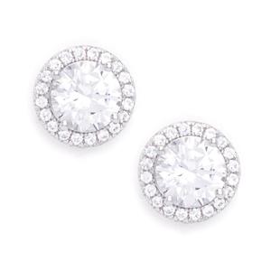 Gianni Argento Lab Grown White Sapphire Round Halo Stud Earrings