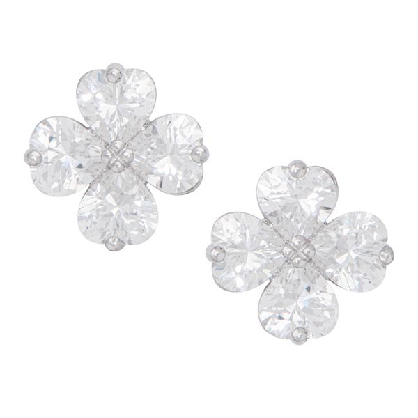 Gianni Argento Sterling Silver 4 Leaf Clover Stud Earrings