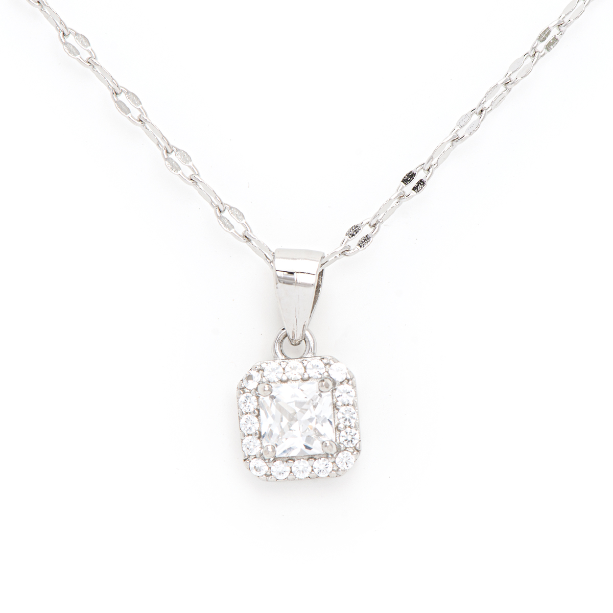 Gianni Argento Lab Created White Sapphire Cushion Pendant